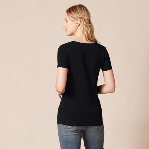 Amazon Essentials Women's Classic-Fit Short-Sleeve V-Neck T-Shirt, Pack of 2, Olive/Black, X-Large