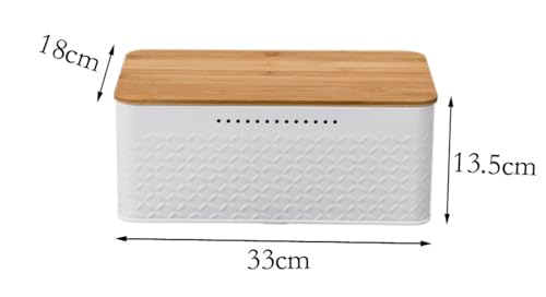 THE WHITE SHOP Bread Box Metal bread box with linen bread bag for long lasting freshness Bread box with bamboo lid usable as cutting board (Size : Black)