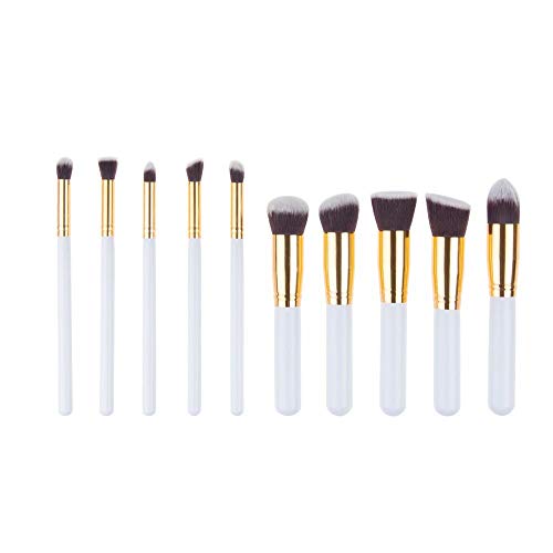 Generic-Eye Shadow Applicator - New Makeup Brushes Set Eye Shadow Foundation Powder Eyeliner Eyelash Lip Make Up Brush Cosmetic Beauty Makeup brush Tool Kit Hot (10PCS-White-Golden)-NEW