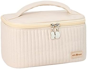Makeup Bag, Vecolla Toiletry Bag Travel Make Up Bag Aesthetic Cosmetic Handbags Makeup Organizer Bag Makeup Brush Organizer for Women and Girls