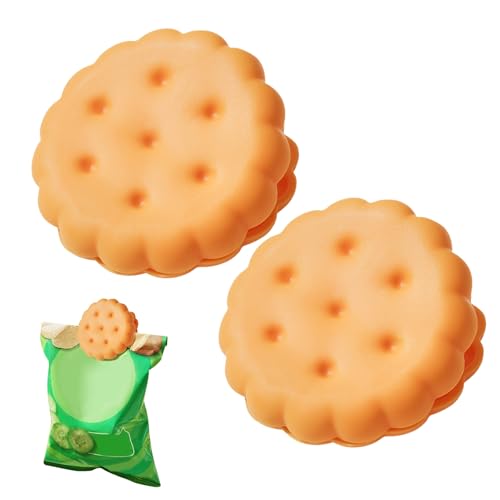 Bag Clips for Food Storage, 2 Pack Snacks Sealing Clip, Storage Gadgets, Household Food Preservation, Cookie Shaped Kitchen Accessories for Indoor Kids Adults Outdoor Travel
