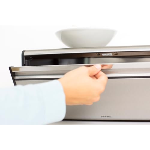 Brabantia Fall Front Bread Box - Brilliant Steel with Black Sides, 163463
