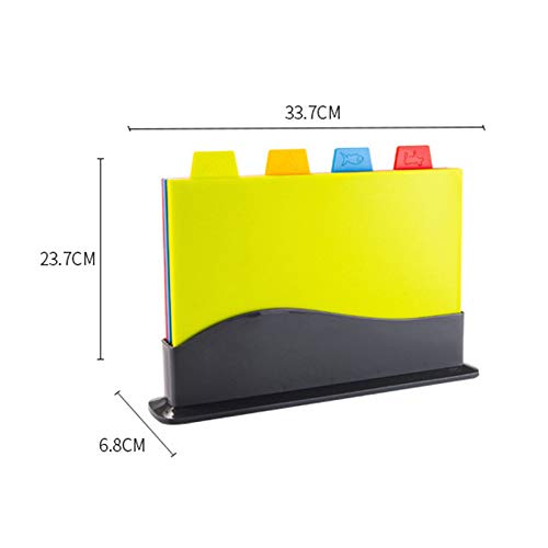 BonShine Cutting Board Set of 4, Plastic Non-slip Chopping Board with Stand, Color Coded Durable Boards with Icons for Food Safety in Space Saving Storage Case