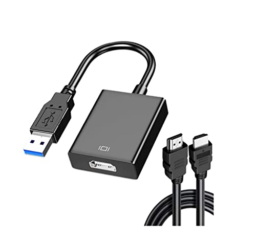 eTECH USB to HDMI Adapter, USB 3.0 to HDMI 1080P Video Audio Converter With 6 FT HDMI Cable Connect PC, Laptop to Monitor, Support (Windows/XP 7/8/8.1/10) - Black