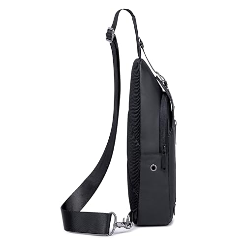 ah arctic hunter Water Resistant Side Bag for Men and Women Durable Small Shoulder bag with Built in Earphone Jack for Outdoor Travel Business and Daily Use, XB13006 (Black)