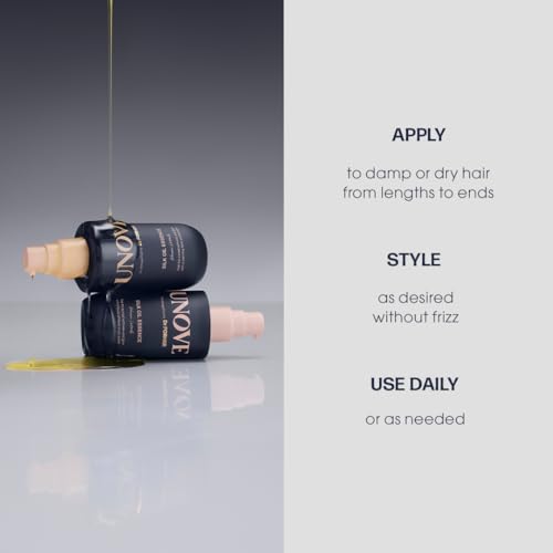 UNOVE Silk Oil Essence Hair Serum 70ml/2.4fl.oz | Nourishing Hair Oil for Dry, Frizzy, and Damaged Hair | Lightweight Smoothing Serum | Frizz Control and Split End Care | Heat Protection
