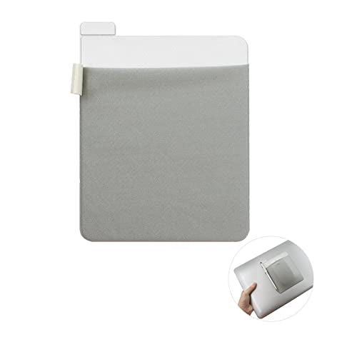 RIVEENY Pocket Pouch for Laptop with Reusable Adhesive，Pouch Holder for Computer Accessories，Self-Adhesive Mouse Headset Storage Bag for Portable External USB Cable,Apple Magic Mouse