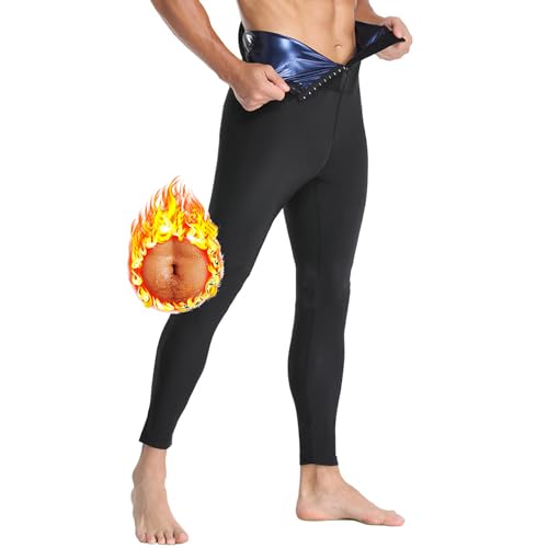 Men's Sauna Sweat Leggings, High Waist Tummy Control, Compression Slimming Pants