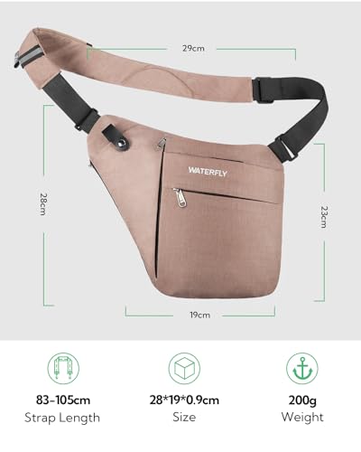 WATERFLY Sling Crossbody Chest Bag: Slim Anti-Theft Cross Body Bag Over Shoulder Backpack Stealth Side Pack Man Woman