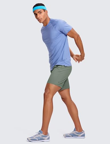 CRZ YOGA Men's Linerless Workout Shorts -9'' Quick Dry for Running Sports Athletic Gym with Pockets