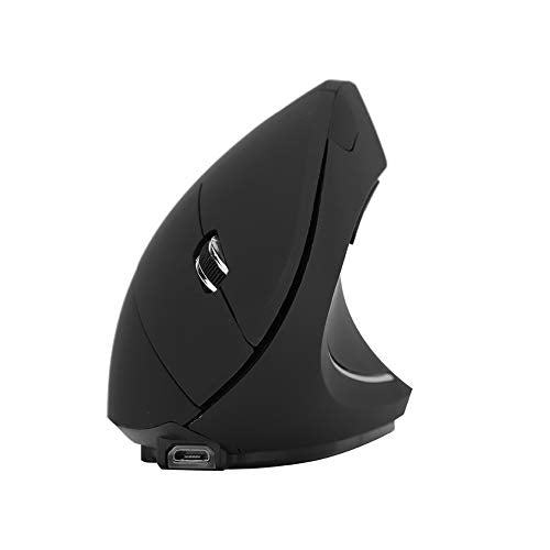 bizofft Vertical Mouse, 2.4GHz Wireless Laptop Accessory Black Wireless Mouse, Ergonomic Design Wireless Mouse for Office Home Computer Game 3 Adjustable DPI (800/1200/1600)