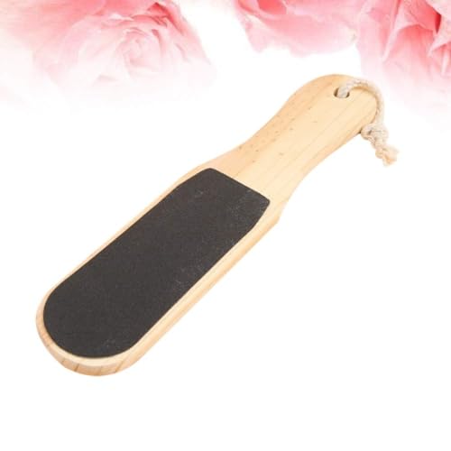Showay Double-Sided Wood Foot Rasp Dead Skin Callus Remover Foot File Exfoliating Brush Wooden Handle Pedicure Scrubber