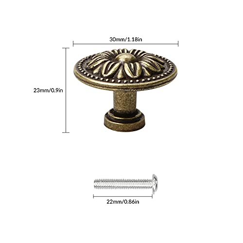 NC 8 Pcs Antique Bronzy Cabinet Knobs,Vintage Cabinet Handles Cupboard Handles Retro Bronze Drawer Pull Knobs, Pull Handle for Cupboard Wardrobe Furniture Hardware, 30mm Diameter