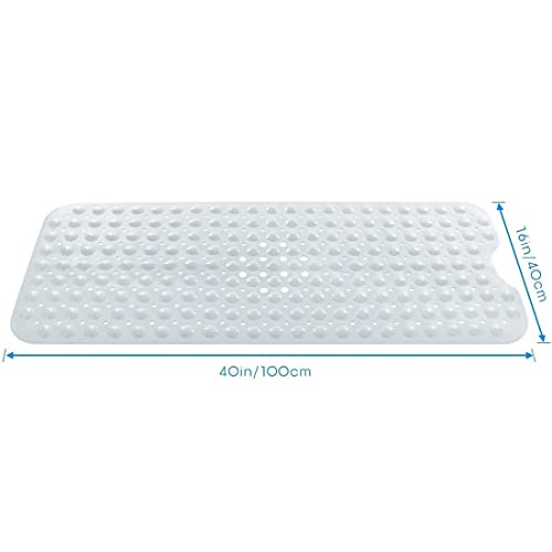 Generic IMY 689 Large Bath Mat for Safety l Non Slip with Suction Cups Durable Shower in Soft Rubber, Anti Mold and Bacteria Ideal Bathtub Mats, white, IMY-689