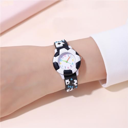 2 Packs Kids Watches for Boys, Toddler Watches Cute Football Cartoon Children Wrist Watch Easy Read Time Teacher Waterproof Boys Watch