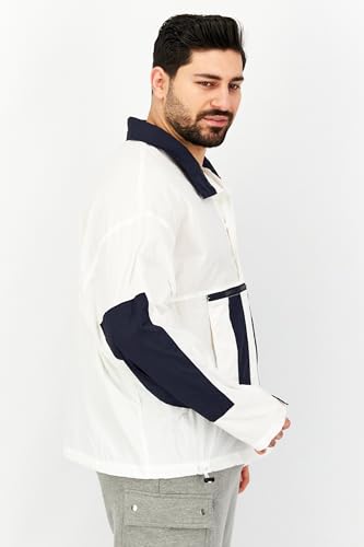 Aigle Men Long Sleeve Colorblock Windbreaker Jacket Xl White