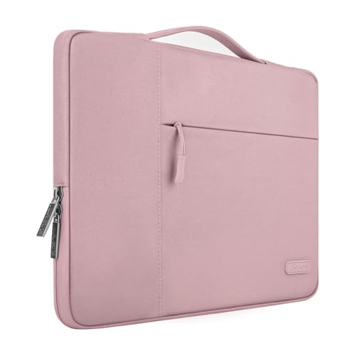 MOSISO Laptop Case 15 inch, 15 inch Laptop Sleeve with Handle Compatible with MacBook Air 15 M3 M2 2025-2023, Surface Laptop 15, Dell XPS 15, Polyester Multifunctional Computer Bag, Pink