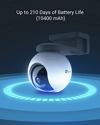 EZVIZ CB8 Security Camera, 2K Wifi Camera CCTV with Battery, Outdoor Wire-free IP Camera with Two-way Audio, Waterproof, PIR, Smart Human Motion Detection, 360° View, Work with Solar Panel & Alexa
