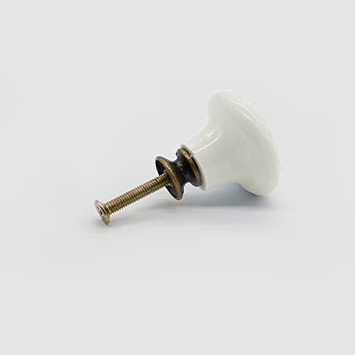 Unlorspy 12 Pcs Ceramic Knobs, 34mm/1.33 Inch Diameter Floral Ceramic Cabinet Knobs Decorative Knobs Round Dresser Knobs Drawer Pulls Handles Single Knobs with Screws for Furniture Cabinet (White)