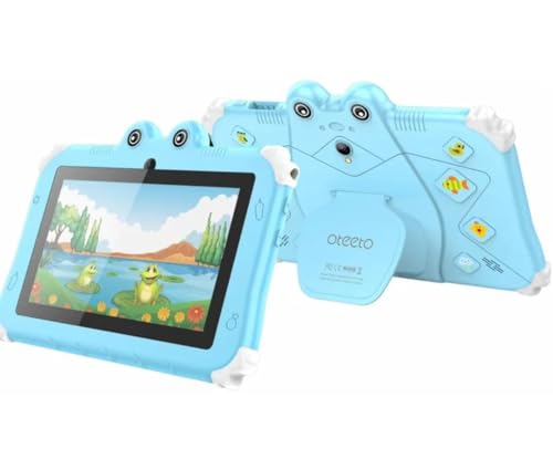 Oteeto TAB 6 Kids Tablet, 7-Inch IPS LCD Display, 4GB RAM + 128GB ROM, Android 13, Dual Camera, Black (Blue)