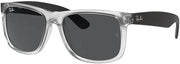 RB4165 Justin Rectangular Sunglasses - Rubber Transparent/Dark Grey