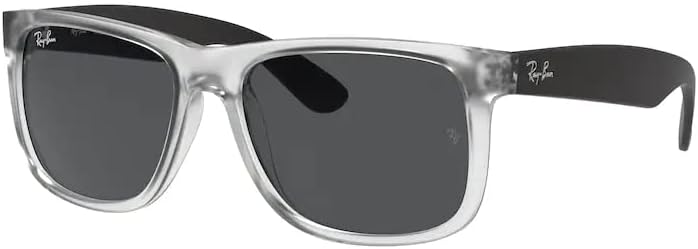 RB4165 Justin Rectangular Sunglasses - Rubber Transparent/Dark Grey