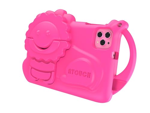 Atouch at your heart Kids Tablet, 8 inch Android 12 Tablet for Kids, Bluetooth, WiFi, Parental Control, Dual SIM, Dual Camera, Educational, Games, Toddler Tablet With EVA Case (Pink)