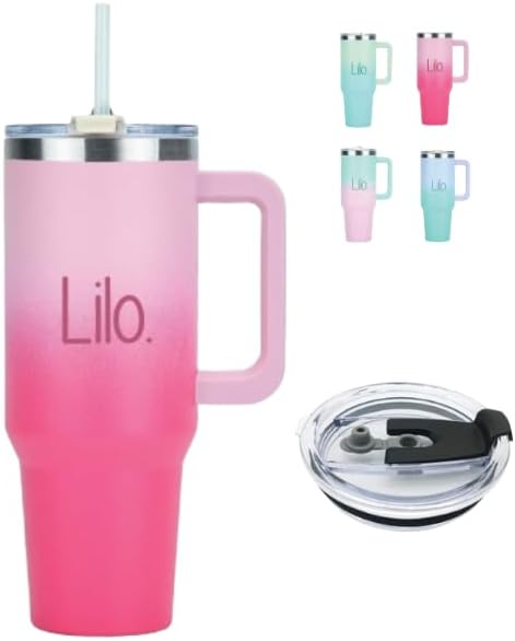 Lilo 40oz /1200ml Tumbler with Straw and Lid Vacuum Insulated Stainless Steel Travel Tumblers Cup Holder Friendly, Leak Proof Reusable Water and Coffee Tumbler for Hot & Cold Drinks (Lavender Moss)