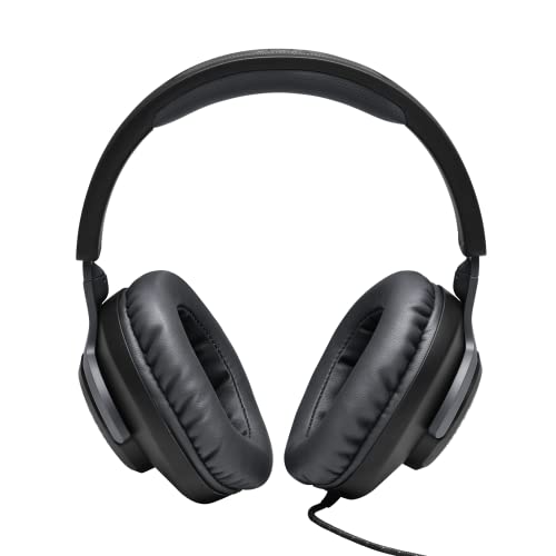 JBL Quantum 100 Wired Over-Ear Gaming Headset with a Detachable Voice-Focus Boom Mic, QuantumSOUND Signature, Lightweight Headband, Memory Foam Ear Cushion, PC and Gaming Console Compatible - Black