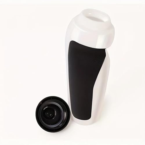 20oz Squeeze Sports Water Cup (600ml) - Ergonomic, Ideal for Gym, Football, Mountain Bike (White & Black)
