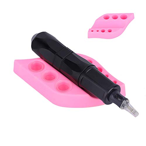 Pongnas Pigment Ink Tattoo Cup Holder Silicone Tray Semi-permanent Makeup Tools-pigment Storage Tray Rack Tool(Pink)