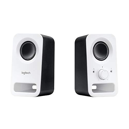 Logitech Z150 Compact Multimedia Stereo Speakers, EU Plug, 3.5mm Audio Input, Integrated Controls, Headphone Jack, Computer/Smartphone/Tablet/Music Player - Snow White