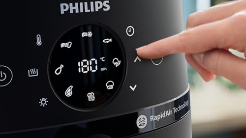 Philips Airfryer 2000 Series 4.2L - 1500W power, RapidAir technology, digital touch screen, 13 cooking options, 9 preset functions, Up to 90% less fat, Black - NA229/09[Amazon Exclusive]