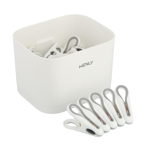 YILANJIN 24PCS Clothes Pins, Plastic Clothespins, Clothesline Clips, Clothes Pegs, Laundry Clips, Clothesline Pins, Towel Clips, Beach Towel Clips, Laundry Clips for Drying Clothes, with Storage Box