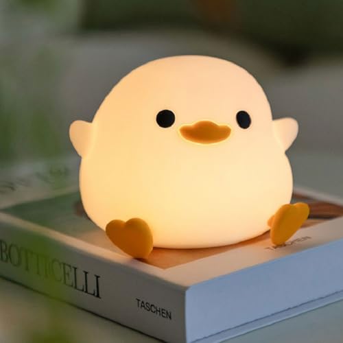 Joychong Duck Night Light, LED Squishy Animal Light for Kids Sleep, Rechargeable Bedside Touch Silicone Lamp,3 Levels Dimmable Ducky Night Lamp, Touch Control, Birthday Gifts for Boys Girls