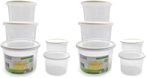 Royalford Round Plastic Food Storage Container RF12190 Pack of 5 Containers, 450 ml, 700 ml, 1100 ml, 1800 ml, 2800 ml Leakproof Box for Food, Leftover, Marinades, Dough, etc for Kitchen Organization - Transparent 450 ml, 700 ml, 1100 ml, 1800 ml, 2800 ml, 10 pack