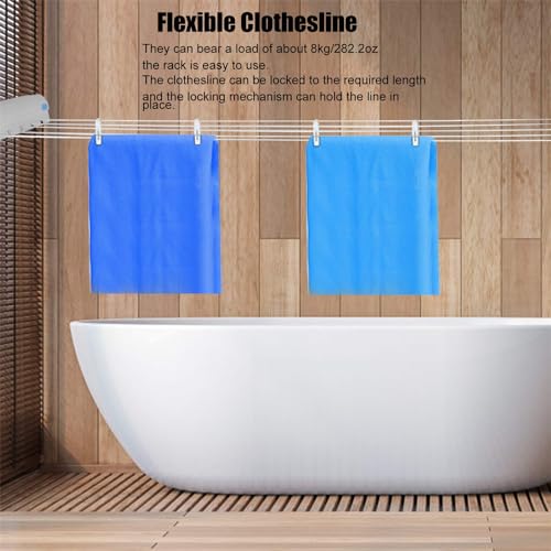 Azonee Retractable Clothesline, Heavy Duty Adjustable Cloth Hanger Rope, Plastic, 5 Lines, 39 cm