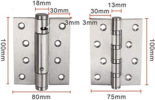 Tritow Adjustable Door Hinges 4inch Fire Rated Door Hinges Self Closing Adjustable Spring Hinge Single Action Stainless Steel Polished Chrome Home Hardware Hinge Accessories (Size : 3pcs)