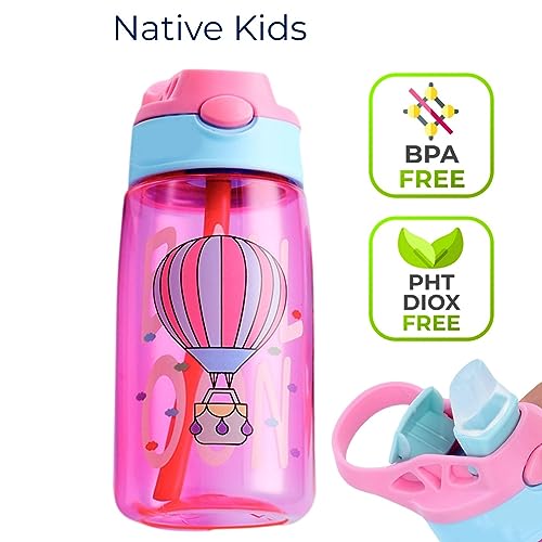 X spring Water Bottle for Kids School, Plastic BPA free Bottle, Cute Girls Water Bottles for School, Nursery Straw Cup, Creative Duck Beak Plastic Water Bottles, 480ML Portable Leakproof Bottle