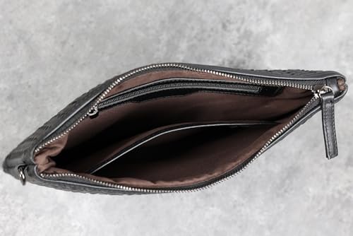 Skycare Leather Handbags for Men Large Purse Clutch Bag Black