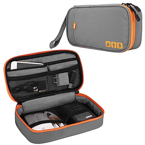 Acoki Travel Carry Bag,Electronic Accessories Thicken Cable Organizer Bag Portable Case for Hard Drives, Cables, Grey(S)