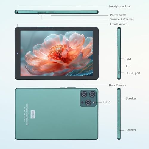C idea 9 inch Tablet,8GB+512GB,WiFi 5G LTE, Android 12 Tablet Expandable 512GB TF 5MP+8MP Dual Camera With Case, Tablet for Adult and Teenager, CM915(Green)