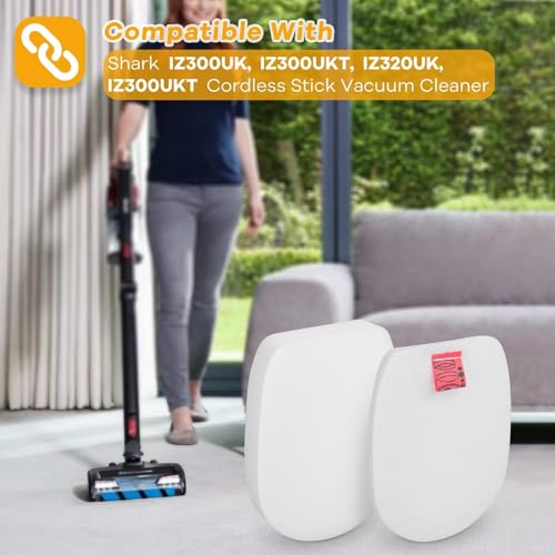 2 Pack Shark IZ300ukt Filter Replacement,IZ162H,IZ362H,IZ162H,IZ362H,IZ363HT,IZ440H,IZ462H,IZ483H,Vacuum Parts,Filter Replacement Kit, for Shark Cordless Vacuum Cleaner