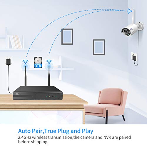 Hiseeu Camera Add on 5MP Outdoor Wireless Security Camera, Waterproof Outdoor Indoor 3.6mm Lens IR Cut Day & Night Vision with Power Adapter, Compatible 10CH Wireless Security System