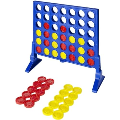 Connect 4 Strategy Board Game for Kids Ages 6 and Up, Classic Disc-Dropping Fun, Includes Grid, Legs, Slider Bar, 21 Red and 21 Yellow Discs, and Instructions, Perfect for Family Game Night