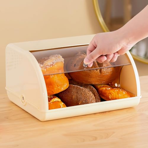 Bread Box for Kitchen Countertop Large Bread Box Farmhouse Bread Container Bread Storage with Window Bread Holder Black