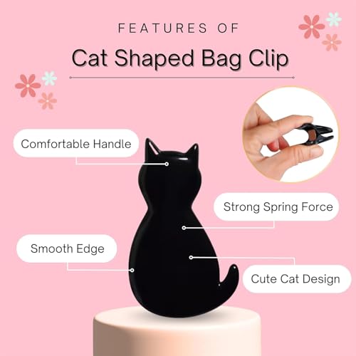 Bag Clips,Cat Snack Pouch Clamp - Reusable Small Chip Clips Set of 2 for Kitchen Refrigerator Pantry Food Bread Snack Sealing