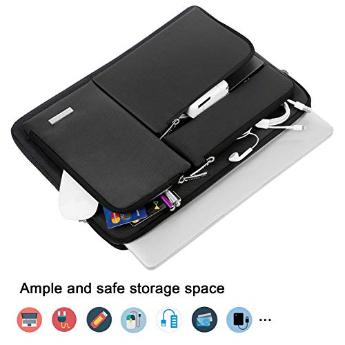 Lacdo 360° Protective Laptop Sleeve Case for 14 inch New MacBook Pro M4/M3/M2/M1 Chips Pro Max A3112 A3401 A3185 A2918 A2992 A2779 2024-2021, 13.8 inch Surface Laptop 7th Copilot+PC Computer Bag,Black