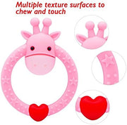 SHARE&CARE BPA Free Silicone Fruit Baby Teether Toy with Storage Case, for 3 Months Above Infant Sore Gums Pain Relief (5 Fruits)