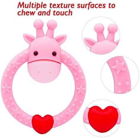 SHARE&CARE BPA Free Silicone Fruit Baby Teether Toy with Storage Case, for 3 Months Above Infant Sore Gums Pain Relief (5 Fruits)